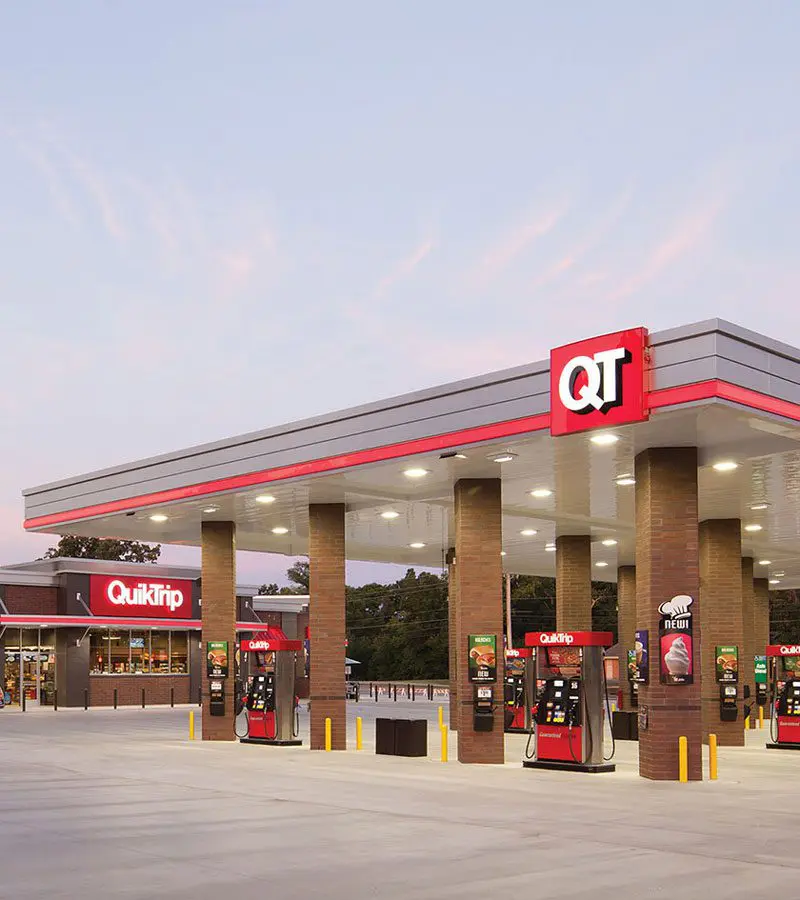 Quiktrip gasoline station next to a QuikTrip convenience store