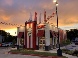 KFC restaurant at sunset